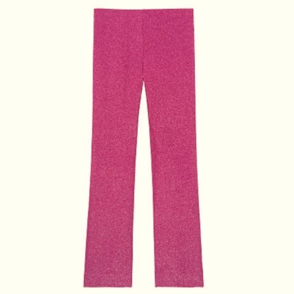 VICTORIAS SECRET SHINE FLARE PANTS IN FUSHIA METALLIC KNIT HIGH RISE SIZE SMALL - Picture 4 of 12